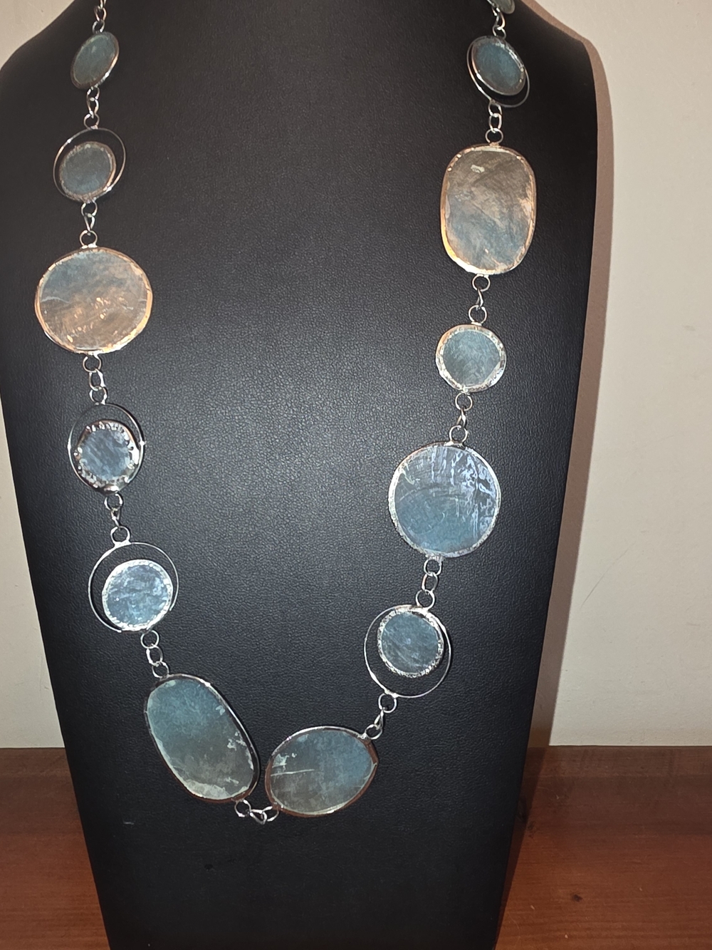 Silver Teal ShellLink Necklace - Coastal, Boho, Beach Vacation